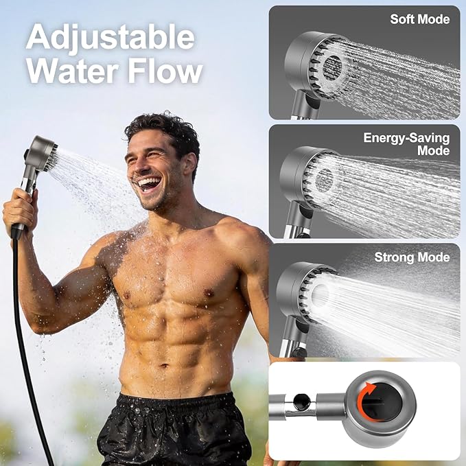 Portable Shower for Camping with 7800mAh Battery, Rechargeable Camping Shower with Intelligent LED Display, 3 Spray Modes, IPX8 Waterproof Outdoor Camp Pump for Hiking, Travel, Car, Pet