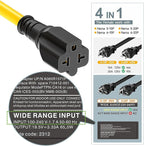 [15-Feet] NEMA 5-15P to 5-15R/ 5-20R/ 6-15R/ 6-20R AC Adapter, Plugrand 12AWG 15 Amp Household AC Plug to 20 Amp T Blade Adapter Cable, 15A 125V to 20A 250V Extension Cable, 15FT