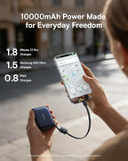 Baseus PicoGo 10000mAh 45W PD Portable Charger, Ultra-Small Battery Bank with Built-in USB-C Cable, Fast Charging for iPhone 17/16/15 Series, Samsung S25/S24, Pixel 10 and iPad Devices