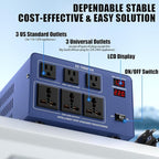 10000W Voltage Converter Transformer Step Up/Down 110V/120V to 220V/240V, Auto Voltage Recognition, Heavy Duty Power Converter with 6 Outlets, LCD Display & Circuit Breaker for Home, International Use