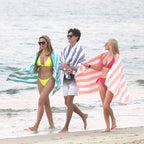 HENBAY Cotton Oversized Beach Towel - Large 70 x 35 Inch Pool Towel, Green Striped Quick Dry Swimming Cabana Towel