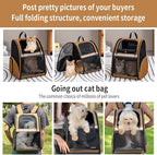 Cat Backpack Carrier for Small Dogs and Medium cat Puppy Kitten Bunny Pet Carrier Backpack Collapsible with Fully Ventilated Mesh with Safety Leash (Brown, 12.9" L x 10.62" W x 15.5" H - M)
