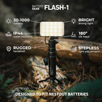 ELECOM NESTOUT Portable Charger and Lamp, 15000mAh Outdoor Battery Power Bank, 32W USB-C Fast Charging PD, Battery and Light for Camping, 1000 Lumen LED Bright Light Flash-1 - Black