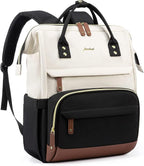 Focdod Laptop Backpack for Womem Work Bags: 18 Inch Anti Theft FashionTravel BackPacks With USB Charging Port Durable Back Pack Purse Bussiness Daypack for Nurse Teacher Beige Black Brown