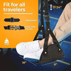 Airplane Foot Hammock for Plane Travel, Adjustable Footrest with 3 Height Positions, Soft Memory Foam Leg Support for Long Flights, Travel Foot Rest with Eye Mask & Earplugs