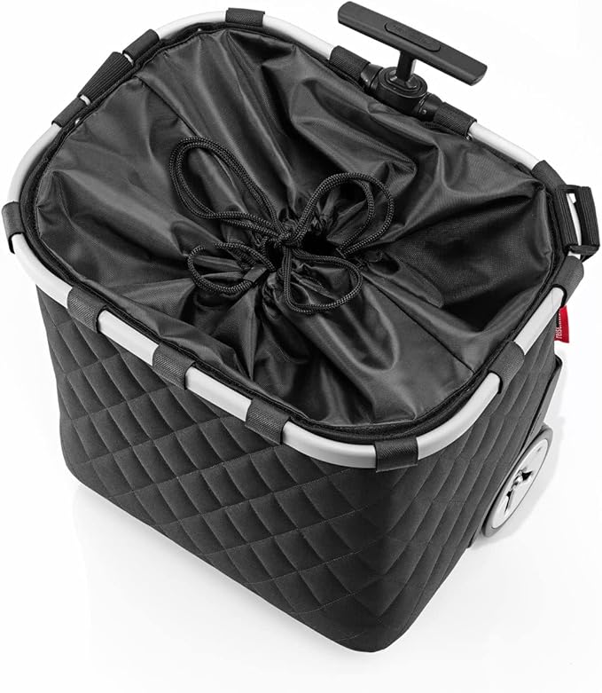 reisenthel carrycruiser Rhombus Black – Portable Shopping Trolley with Sturdy Aluminum Frame, Shoulder Strap and Removable mesh Inner Bag - Made of Water-Repellent Material.
