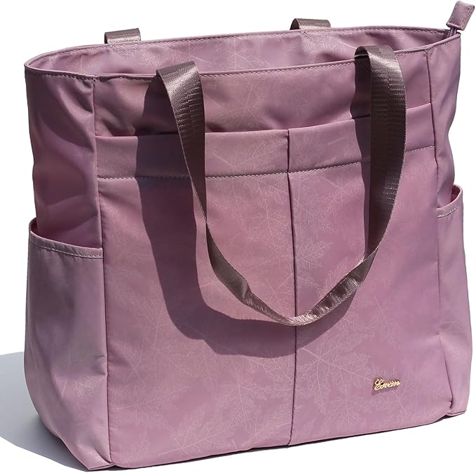 ESVAN Original Floral Tote Bag Large Shoulder Bag with Multi Pockets for Gym Travel Beach Daily Bags