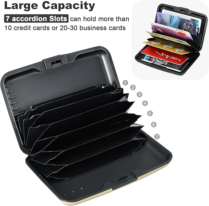 ELFISH Mini RFID Aluminum Wallet Credit Cards Holder Business Card Case Metal ID Case for Men Women（Beach