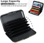 ELFISH Mini RFID Aluminum Wallet Credit Cards Holder Business Card Case Metal ID Case for Men Women（Beach