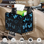 Car Backseat Organizer, PU Leather Back of Seat Cars Hanging Organizer with Pockets Leakproof Car Garbage Bag Hanging Cars Seat Storage Box Travel Accessories Foldable (Blue Butterfly)