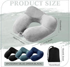 Sintuff 4 Sets Inflatable Travel Pillows for Airplanes with Compact Bag and Blindfold Velvet Inflatable Neck Pillow for Traveling Head Support U Shaped Flight, 12 x 12 x 5.5 Inch(Multi Color)