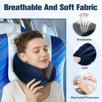 Cirorld Neck Pillow for Traveling, Travel Pillows for Airplanes,100% Pure Memory Foam Travel Neck Pillow, Adjustable Flight Pillow, Portable Plane Accessories with Eye Mask, Earplugs, Carry Bag