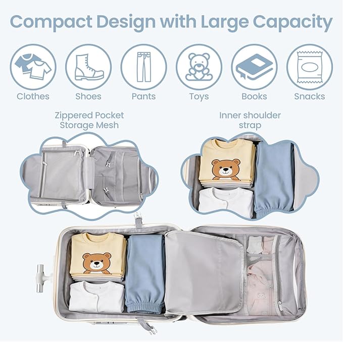 Kids Ride On Luggage 20” Carry On Ride On Suitcase for 3+ Boys Girls with 110 Lbs Capacity & Removable Rail Spinner Wheels Brake for Travel Blue