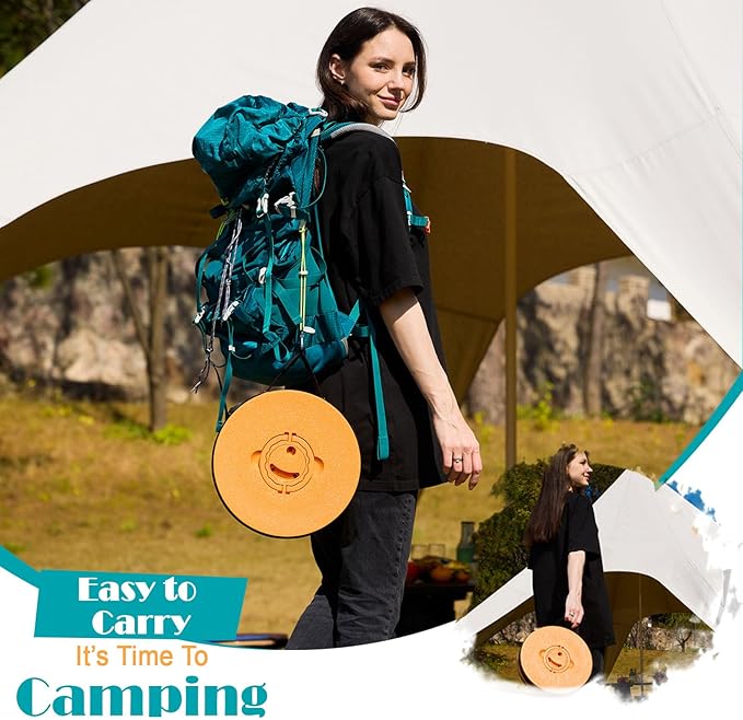 Spisces Upgraded Collapsible Stool with Cushion, 1000 lbs Capacity & 19.7-in High, Wider & Taller Heavy Duty Portable Telescoping Foldable Seat for Adults Camping, Travel, Music Festivals, Outdoors