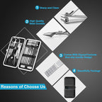 Yougai Nail Clippers Set - 18 Pcs Professional Manicure Pedicure Kit for Men Women, Stainless Steel Fingernail Toenail Clippers Cutters, Nail Care Grooming Tools with Leather Travel Case