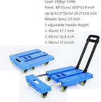 Foldable 6-Wheel Hand Truck with Extendable Handle - 330 lbs Capacity Lightweight Cart for Home Office Travel Luggage Moving Compact Trolley