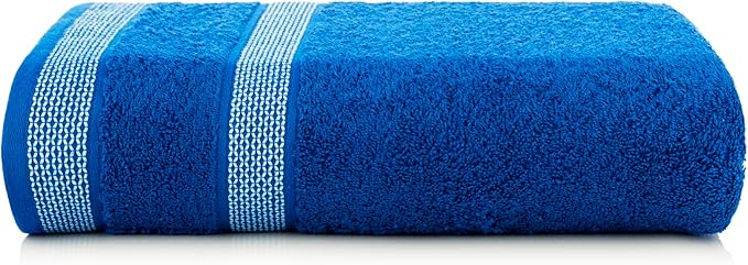 CASA COPENHAGEN Solitaire 6Pcs 100% Egyptian Cotton Large Designer Towels Gift Set- Grey - Electric Blue, 600GSM, 2Bath 2Hand 2Washcloths, Bath Towels for Bathroom Set for Women & Men