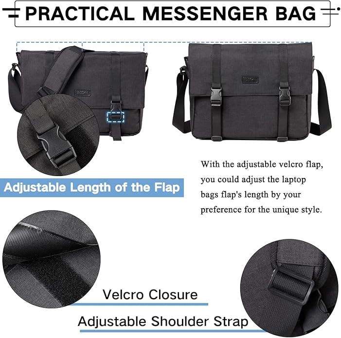 VASCHY Messenger Bag,Water Resistant Casual Lightweight Slim Crossbody Shoulder Bag for Men Women Work School for 14in Laptop