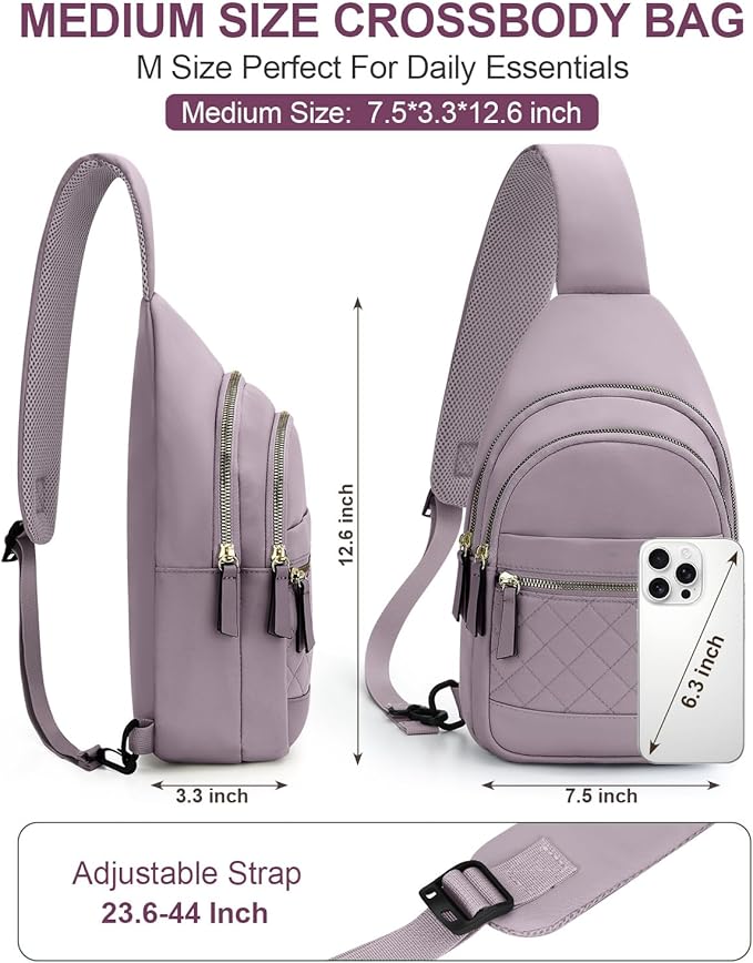 Capolo Sling Bag for Women Men Waterproof Crossbody Bags for Women Trendy Casual Fanny Pack with Convertible Shoulder Strap Chest Bag for Travel Hiking(Purple, Medium)