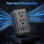 2000W 220V to 110V Voltage Converter US to Europe for Hair Dryer, Converter for European Travel, Travel Adapter with 2 USB A and 2 USB C Ports (Matt Black)