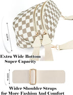 Black and White Checkered Crossbody Bag Bum Bag for Women,Spacious Checkered Purse Fanny Packs Belt Bag
