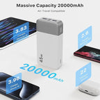 NOBIS Portable Charger, 20000mAh Power Bank, 45W Power Bank Fast Charging, Battery Pack with C to C Cable, Battery Bank with Digital Display for iPhone Android Laptop etc (White)