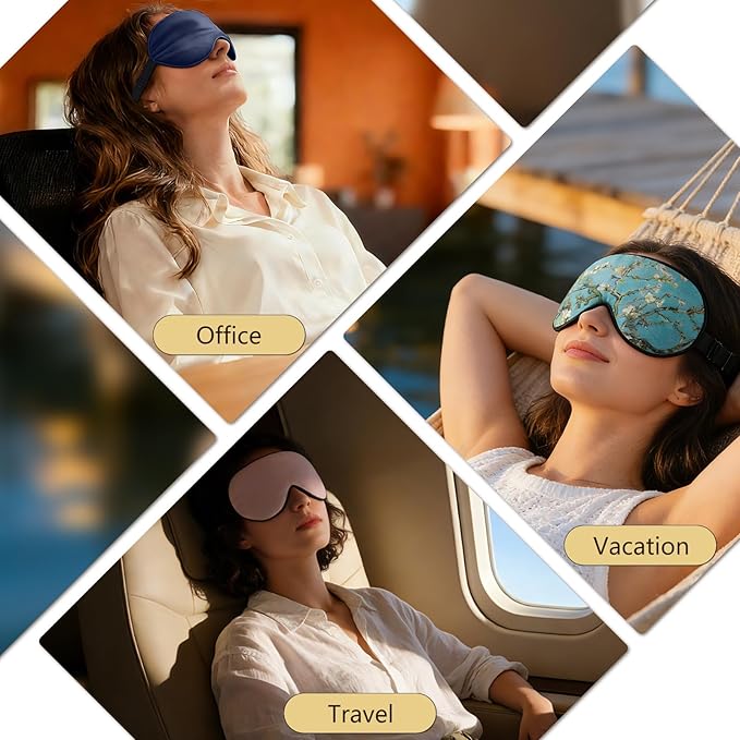 ZIMASILK 100% Natural Silk Sleep Mask Blindfold,Adjustable Super-Smooth Soft Eye Mask for Sleep with Bag (Methyl Blue)