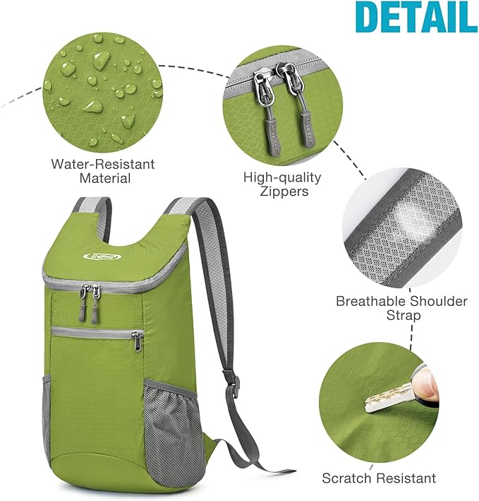G4Free Lightweight Packable Hiking Backpack for Men Women Small Hiking Daypacks Foldable Shoulder Pack Casual Outdoor Bag 11L