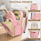 MATEIN Lunch Backpack for Women, Teacher Backpack with Lunch Compartment Detachable, Fit 15.6 Inch Laptop, College Computer Backpacks Meal Prep Work Bag Gift for Nurse Commute Office, Pink