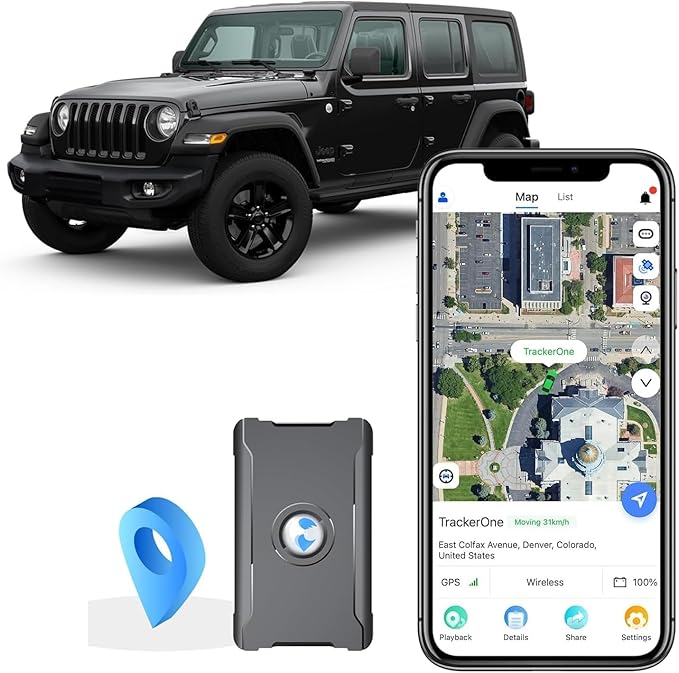 4G GPS Tracker for Vehicles Car Kids, Car Tracker Device Hidden Tracking Devices for Cars Hidden 10S Update Strong Magnetic Long Battery Life (Tracker 1 Year Subscription Incl.)