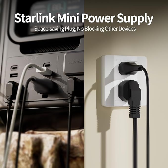 Starlink Mini Power Supply, 60W Starlink Mini Power Adapter AC Charger Wall Plug Steady 30V/2A with 1.8M Extension Cable Compatible with 150FT DC Power Cable