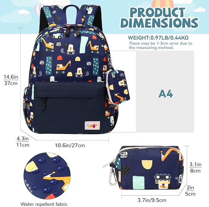 mygreen Toddler Backpack, Kids Backpack for Boys and Girls with Chest Strap | with Chest Strap