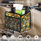 Car Backseat Organizer, PU Leather Back of Seat Cars Hanging Organizer with Pockets Leakproof Car Garbage Bag Hanging Cars Seat Storage Box Travel Accessories Foldable (Flowers Green)