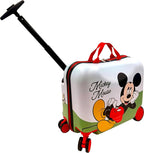 Fast Forward 2-in-1 Kids 18” Suitcase & Ride-On Luggage -Lightweight Tow-Along Toddler Luggage With Wheels (Mickey New)