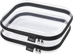 YQBRAO 2-Pack Medium Clear Hard Shell Zipper Case Black, 1.2mm Heavy-Duty Crush-Proof Makeup Bag, Versatile Diaper Bag Organizer Pouches, Rigid Clear Zipper Pouches for Toiletries, Tech & Daily Carry
