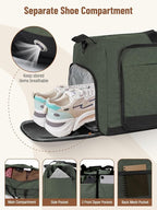 Lekesky Foldable Travel Duffel Bag for Women, 80L Large Duffle Bag with Separate Shoes Compartments & Straps, Carry On Weekend Bag for Women, Hospital, Overnight(Green)