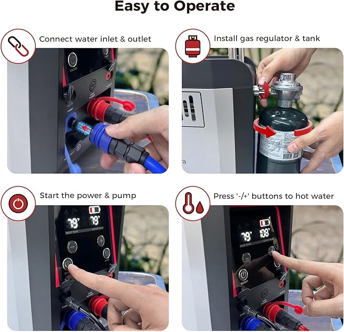CAMPLUX Nano 3 Ultra, Constant Temperature Portable Propane Water Heater, Rechargeable Water Heater & Shower Pump, CSA Certified Safety, Propane Camping Shower, for RVs, Hiking, Fishing & Glamping