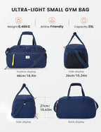 SKYSPER Gym Bag for Men & Women with Shoe Compartment, Carry-on Gym Duffle Bag for Travel and Sports, Workout Overnight Bag with Large Wet Pocket, Blue