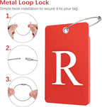 Gostwo 2 Pack Luggage Tags for Suitcases, 26 Initial Letter Travel Luggage Baggage Identification Labels ID Tag Fully Bendable Tags with Stainless Steel Loop (Red) (Letter R)
