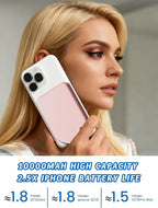 Magnetic Portable Charger, 10000mAh Wireless Portable Charger USB-C Cable, Compatible Battery,Pack Power Bank for iPhone 17/16/15/14/13/12 Series,Samsung (Pink)