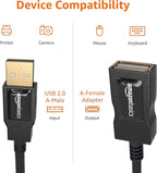 Amazon Basics USB-A 2.0 Extension Cable, Male to Female, 480Mbps Transfer Speed, USB Extender, Extra Long 9.8 Foot, Black