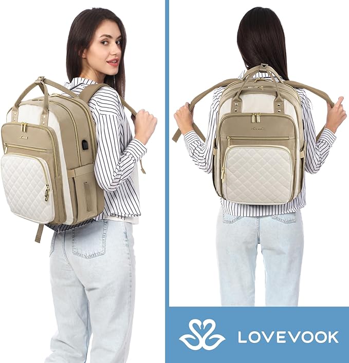 LOVEVOOK Laptop Backpack for Women with Separate Laptop Compartment, 15.6" Water Resistant Lightweight Daypacks for College Travel Work Business, Nurse Teacher Computer Bags
