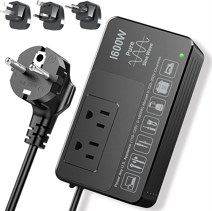 HYTED 1600W 220V to 110V Voltage Converter, Power Any American Appliances in 220-250V, Plug & Play, No Limitations, Universal Power Plug Adapter Voltage Converter US to Europe International Travel
