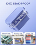 KEMETHY Adults Bento Lunch Box Set with Thermo Bag, 74oz Stackable Leak-proof 3-tiers Bento Box, Built-in Utensil and Sauce Container for Work, School, Dining Out (Purple)