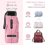 Compact Travel Umbrella with Case - Mini Umbrella for Purse, Small Lightweight &Tiny Design Perfect for Parasol Outdoor Sun&Rain Umbrellas