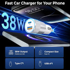 Car Charger USB C 6-Pack, Ancekoy 38W Dual Port Cigarette Lighter with PD3.0 + QC3.0 Type C Car Charger Adapter iPhone 16/15 Pro Max/Samsung Galaxy S24/S23/S22Plus/Ultra/,iPad Pro(White)