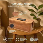 Large Cable Management Box - Acacia Wood - Cable Organizer Box and Power Strip Box for Electrical Cord Management - Hide Desk Cord and Floor Cables - Wire Storage and Organization for Cords