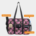 TOPDesign Utility Water Resistant Tote Bag with 13 Pockets, Top Zipper Closure & Thick Bottom Support, for Working Women