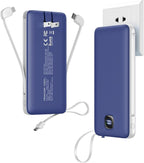penaover Portable Charger with Built-in Cables&AC Wall Plug,Slim 10000mAh 22.5W Fast Charging Power Bank,5 Output 2 Input USB-C External Battery Pack Compatible with iPhones,Samsung,Android, etc