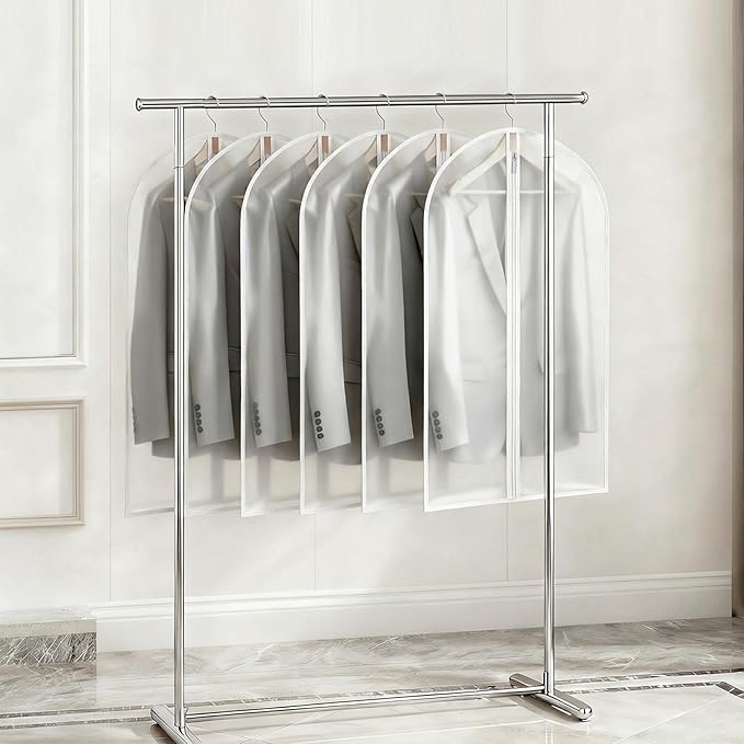 Dntorx 12 Pack Garment Bags 60 * 100cm, 40in PEVA Translucent Garment Covers, Suit Storage Bags, Dress Organizer Bags Used To Protect Shirts, Winter Coats, Jackets（White Edge）